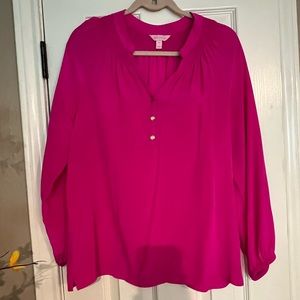 Lilly Pulitzer Elsa Magenta blouse GUC medium